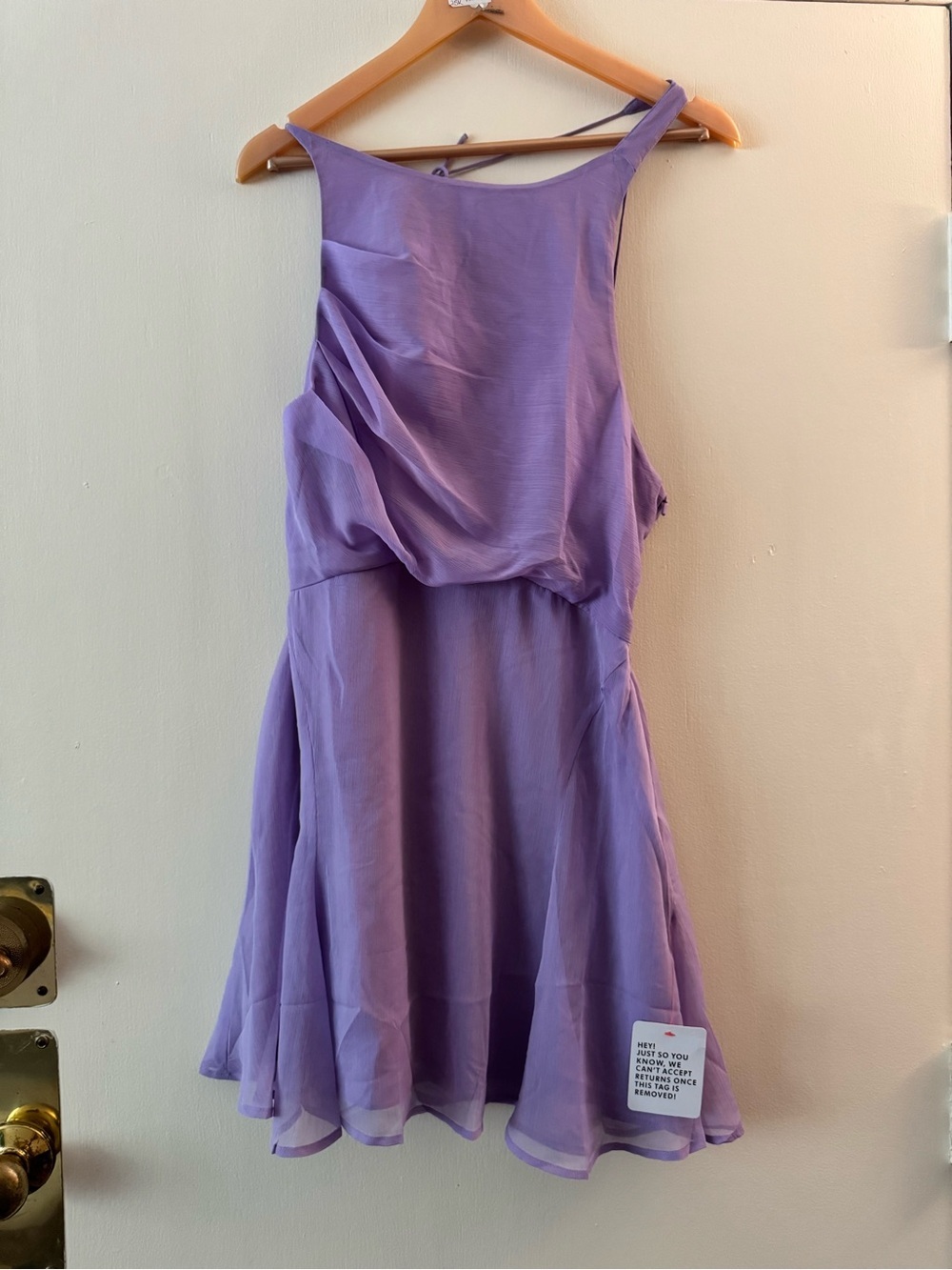 NWT ASOS DESIGN drape front mini dress in lilac size 6